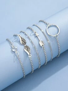 6入組箭頭裝飾手環 - 銀色 - 查看 1