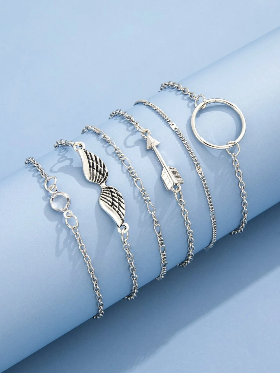 6入組箭頭裝飾手環 - 銀色 - 查看 1