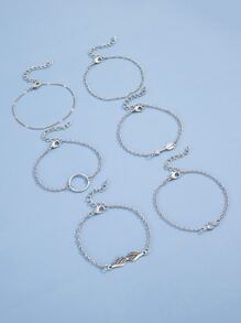 6入組箭頭裝飾手環 - 銀色 - 查看 2