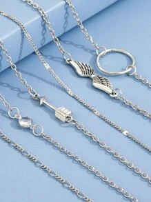 6入組箭頭裝飾手環 - 銀色 - 查看 3