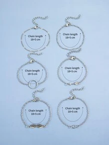 6入組箭頭裝飾手環 - 銀色 - 查看 4