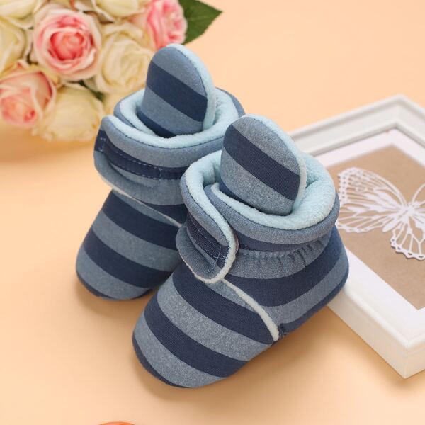 

Baby Striped Pattern Velcro Strap Boots, Multicolor
