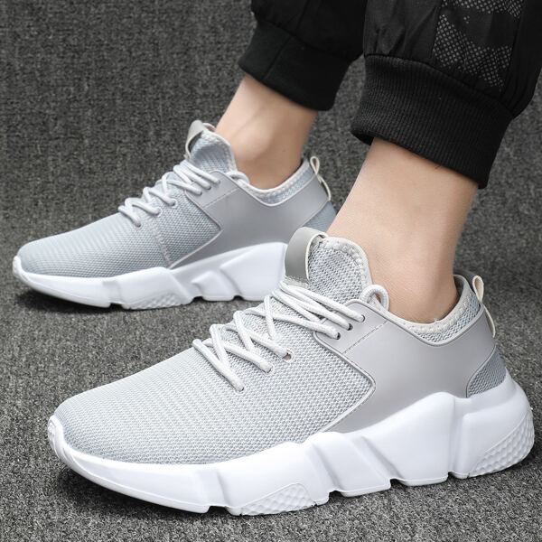 

Men Lace-up Front Breathable Running Shoes, Grey