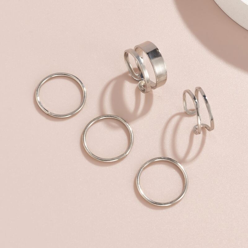 

5pcs Minimalist Ring, Silver