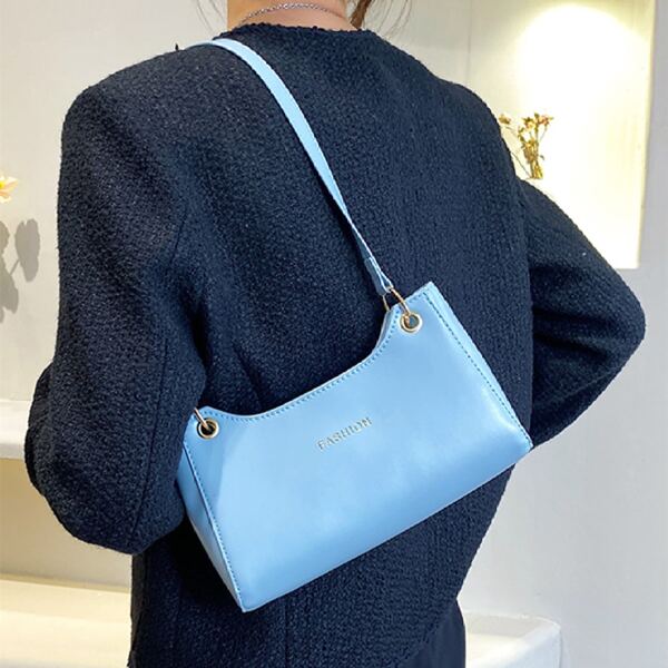 

Letter Graphic Baguette Bag, Blue