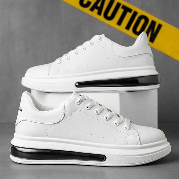 

Men Letter Detail Lace-up Front Sneakers, White