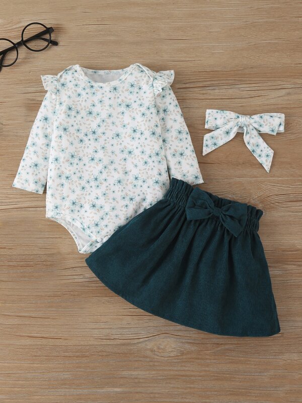 Bebé con estampado Body con lazo delantero Falda con diadema | Mujer | SHEIN España