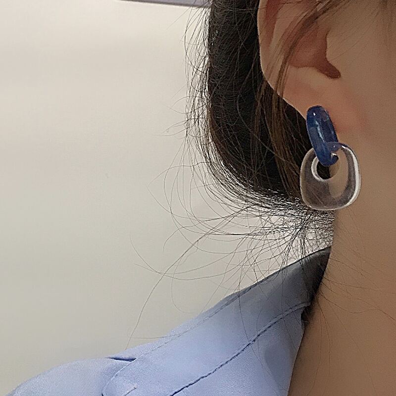 

Two Tone Design Earrings, Blue