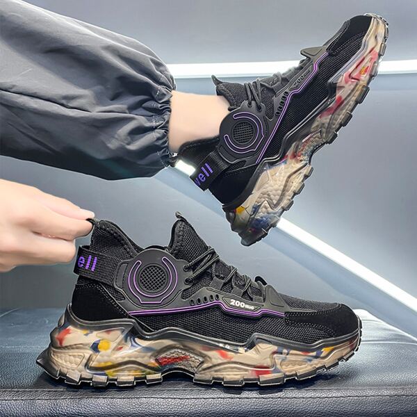 

Men Letter Graphic Lace Up Front Sneakers, Black