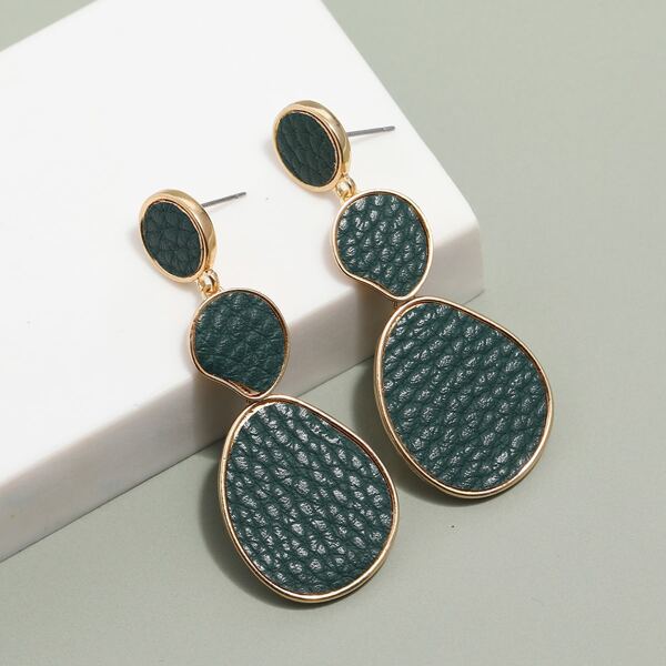 

Geometric Drop Earrings, Green