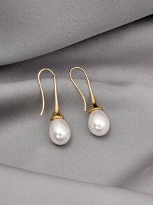 Đồ trang trí Ngọc Trai giả Thả hoa tai - Vàng - Xem 1