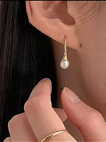 Đồ trang trí Ngọc Trai giả Thả hoa tai - Vàng - Xem 2