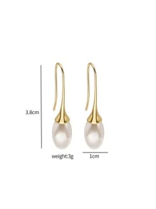 Đồ trang trí Ngọc Trai giả Thả hoa tai - Vàng - Xem 4