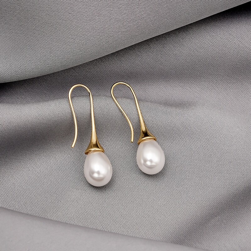

Faux Pearl Decor Earrings, Gold