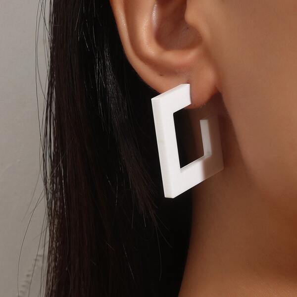 

Geometric Hoop Earrings, White