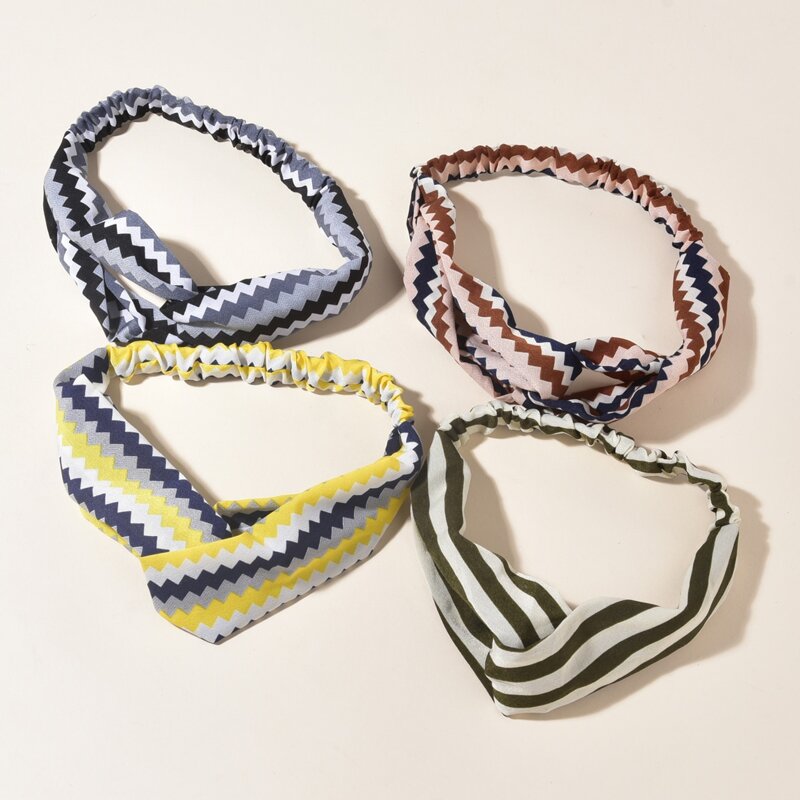 

4pcs Chevron Pattern Hair Band, Multicolor