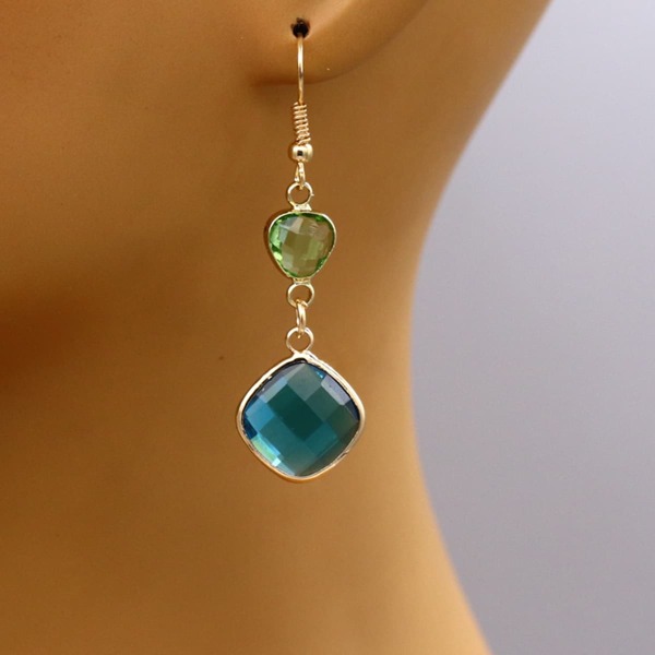 

Geometric Gemstone Decor Drop Earrings, Multicolor