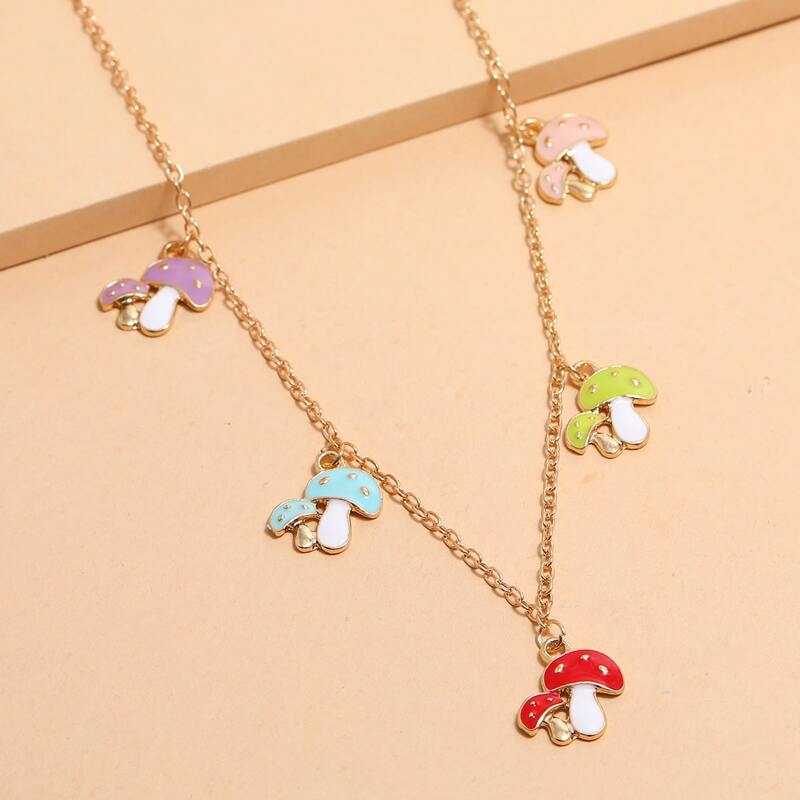 

Mushroom Chain Necklace, Multicolor