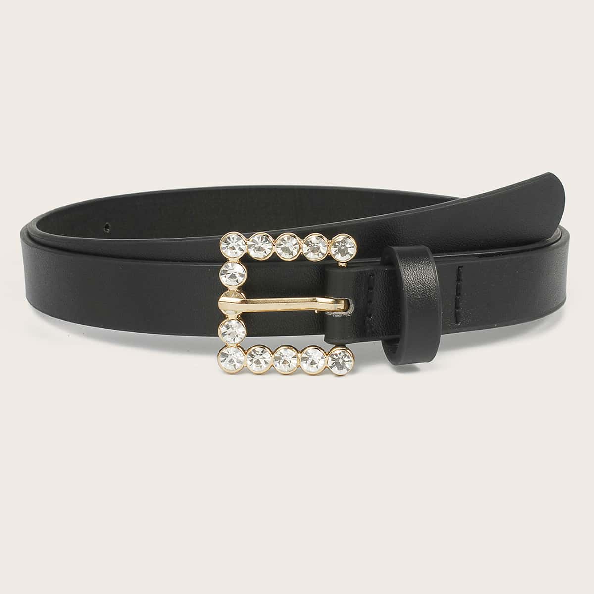 

Rhinestone Decor Buckle Belt, Black