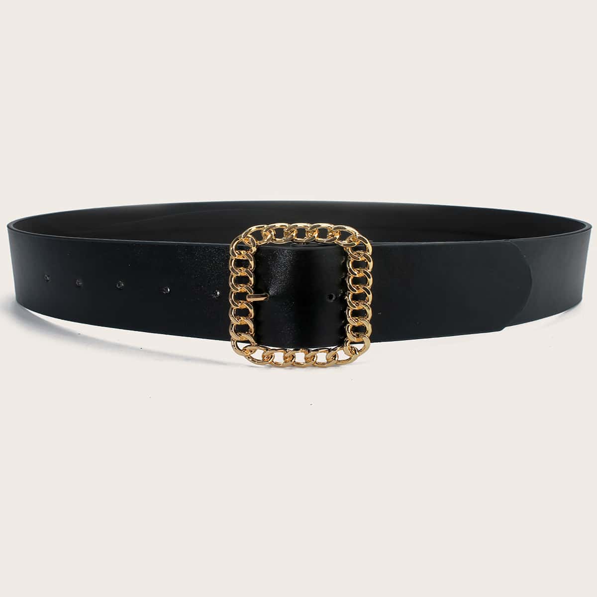 

Chain Decor Buckle Belt, Black