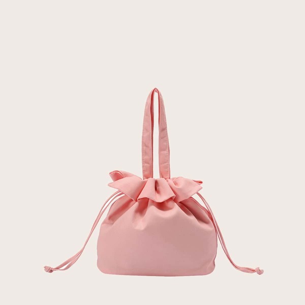 

Minimalist Drawstring Bucket Bag, Pink