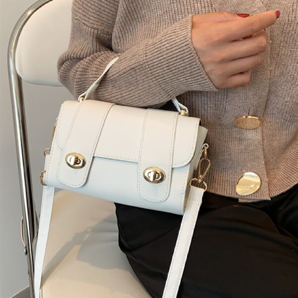 

Minimalist Flap Satchel Bag, White