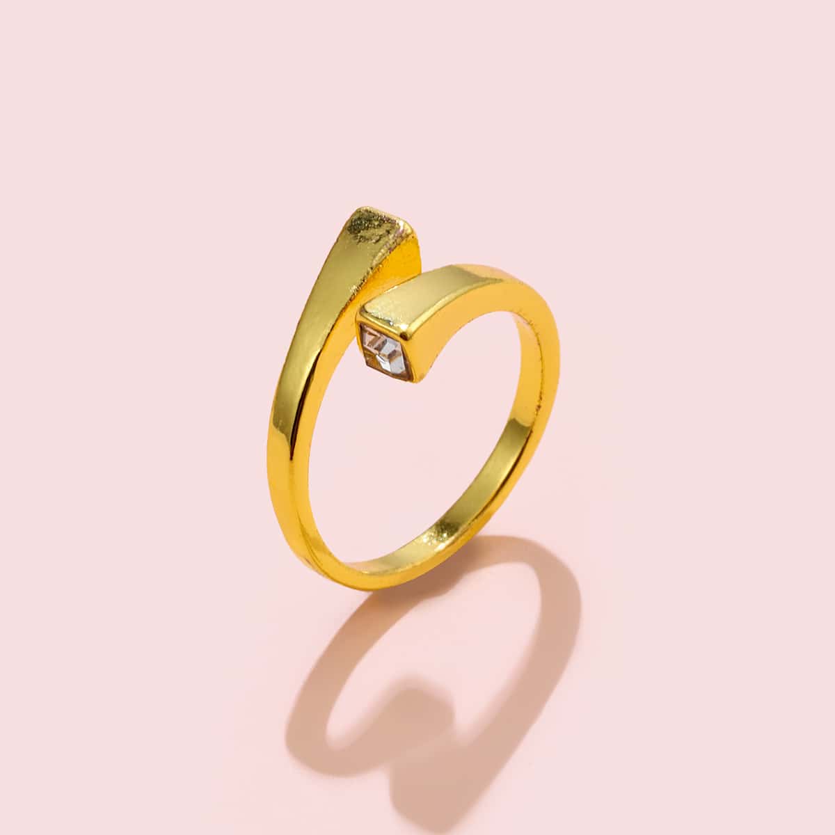 

Rhinestone Decor Cuff Ring, Gold