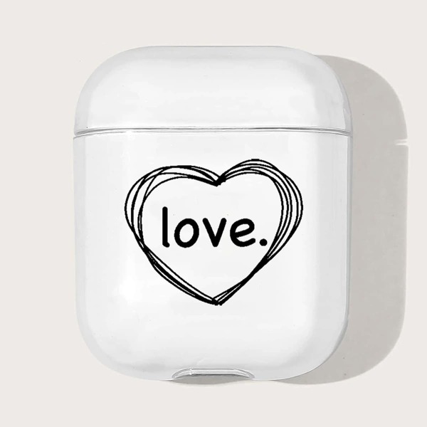 

Чехол для Airpods с принтом сердечка, Прозрачный
