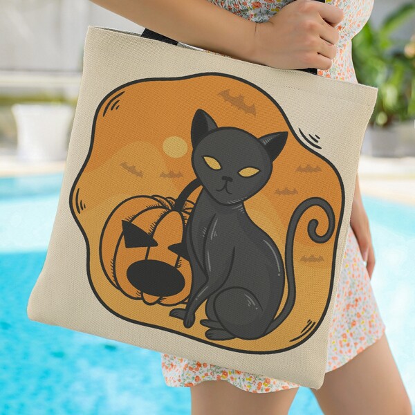 

Colorblock Halloween Graphic Shopper Bag, Multicolor