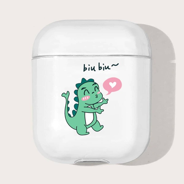 

Cartoon Dinosaur Print Case For Airpods, Clear