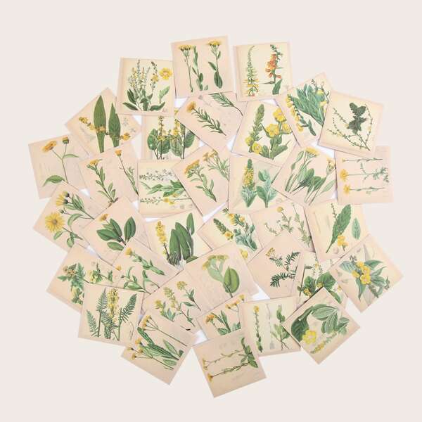

50pcs Flower Print Sticker, Multicolor