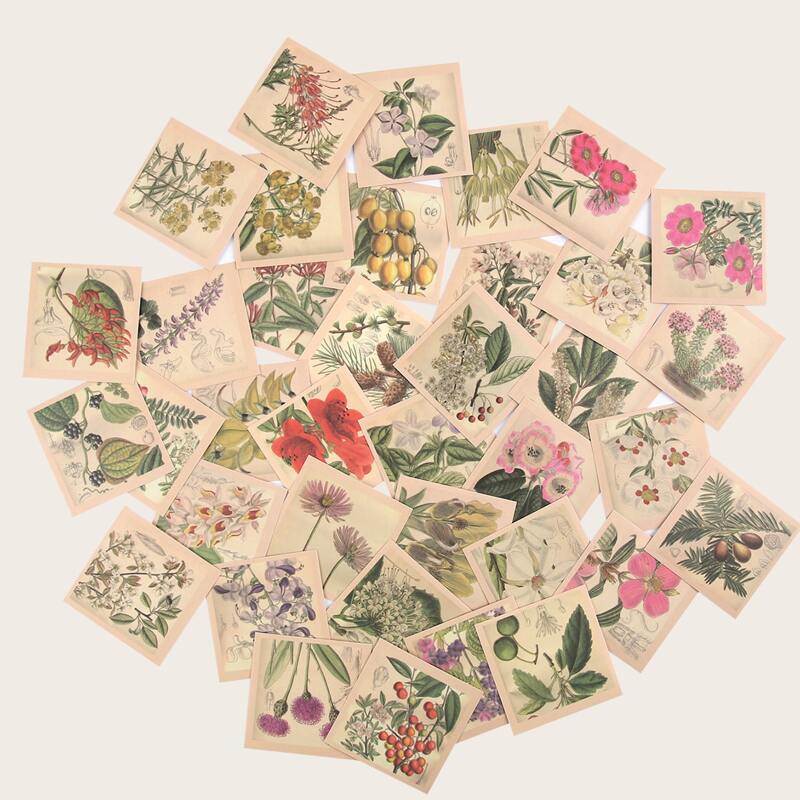 

1pc Plant Print Sticker, Multicolor
