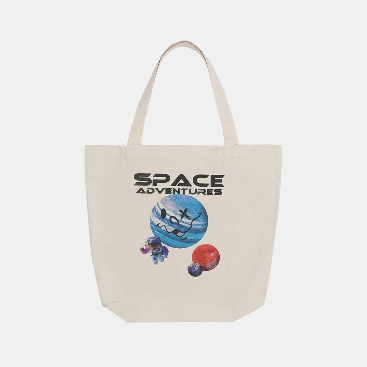 

Planet Graphic Tote Bag, Beige