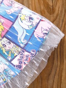 Váy Gái Tương phản Mesh Hoạt hình Con số Dễ thương - Nhiều màu - Xem 6