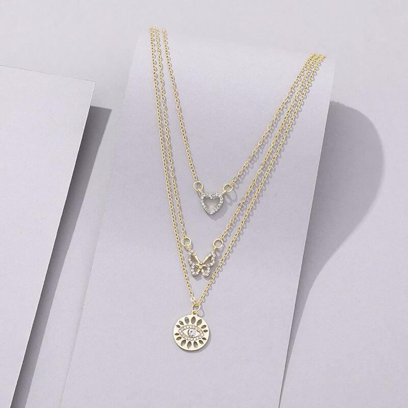 

Heart & Butterfly Layered Necklace, Gold