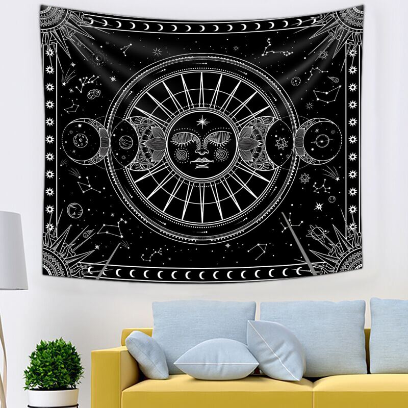 

Sun & Moon Print Tapestry, Black and white