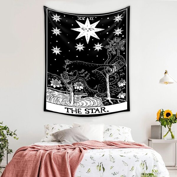 

Cat Print Tapestry, Black and white