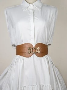 EMERY ROSE Flower Decor Corset Belt Elegant Halloween Summer, School Fall, Autumn, Halloween - Camel - View 1