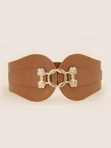 EMERY ROSE Flower Decor Corset Belt Elegant Halloween Summer, School Fall, Autumn, Halloween - Camel - View 3