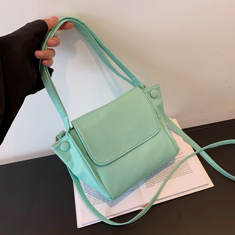 

Minimalist Flap Shoulder Bag, Green