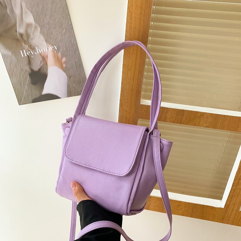 

Minimalist Flap Shoulder Bag, Purple