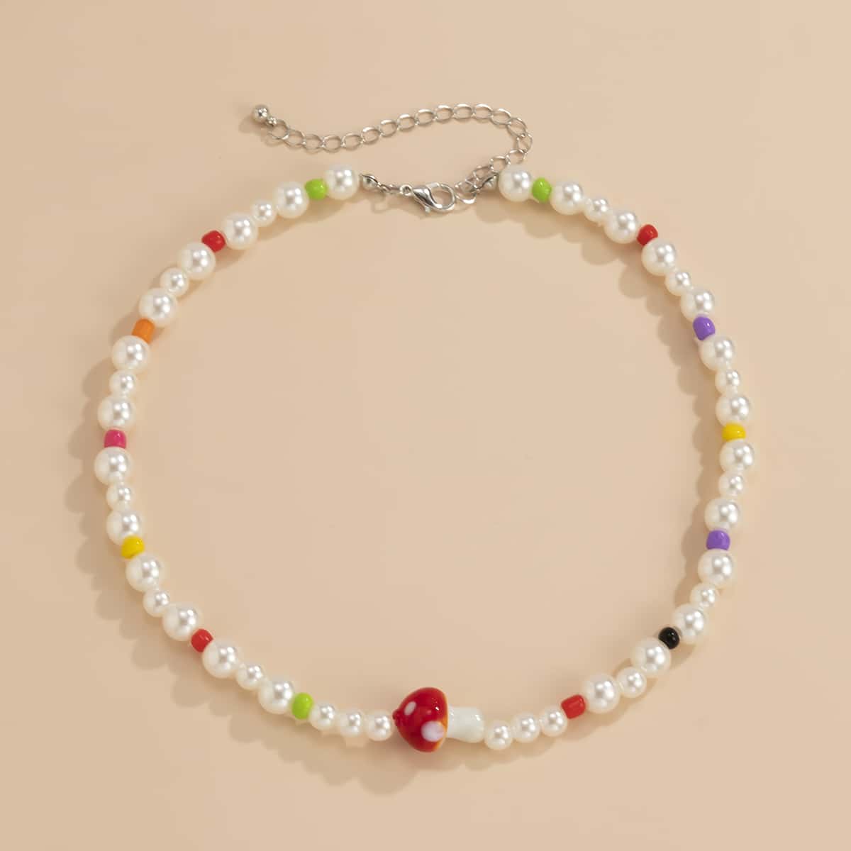 

Faux Pearl Beaded Necklace, Multicolor