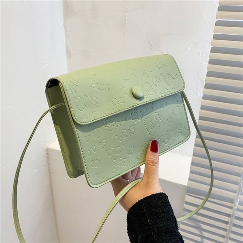 

Cartoon Embossed Crossbody Bag, Green