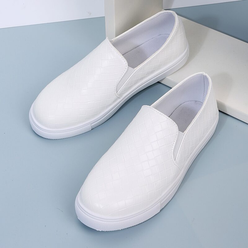 

Minimalist Braided Detail Slip On Sneakers, White