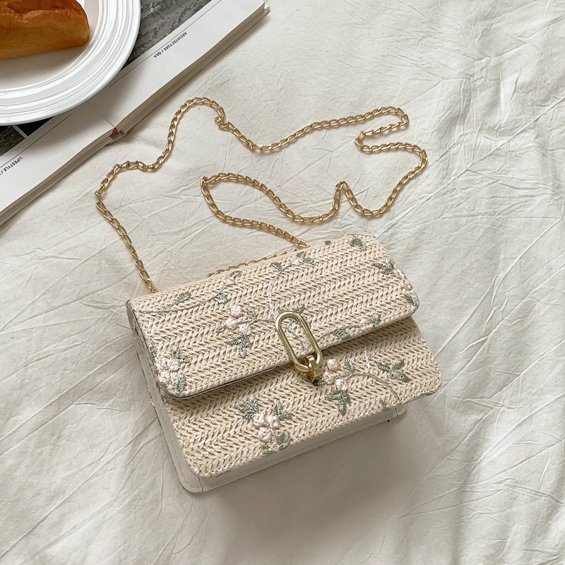 

Straw Shoulder Bag, Beige