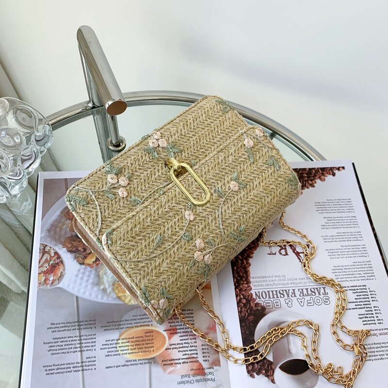 

Straw Shoulder Bag, Khaki