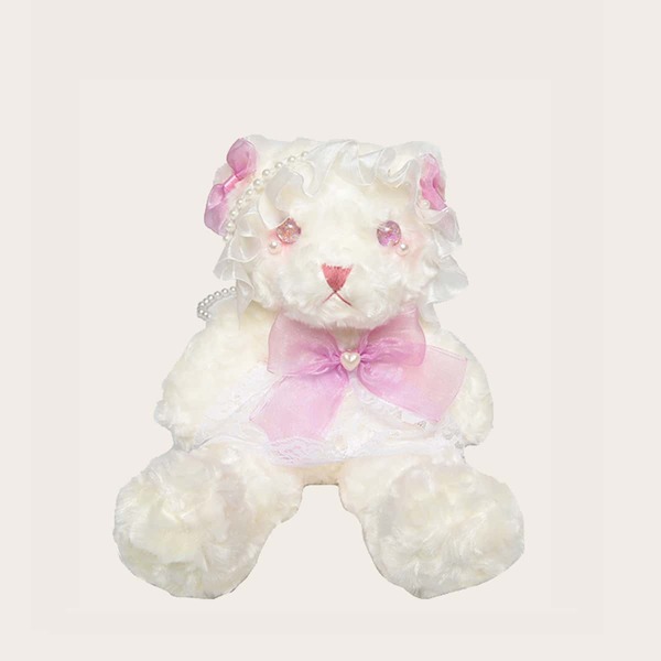 

Girls Fuzzy Bear Design Novelty Bag, Pink