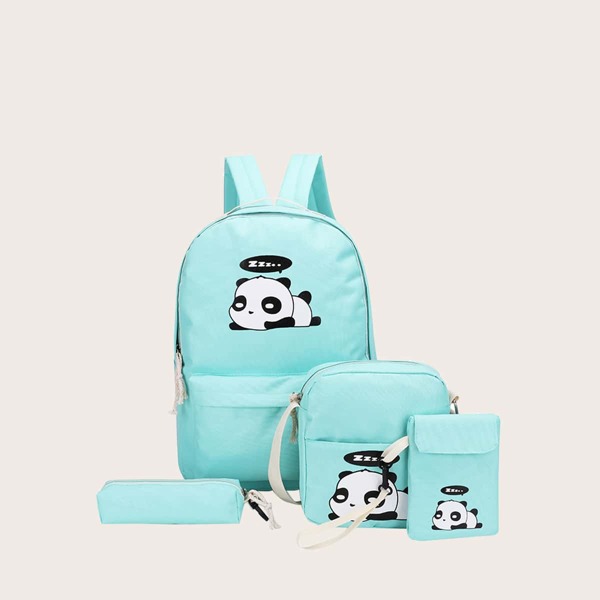 

Kids 4Pcs Cartoon Graphic Bag Set, Green