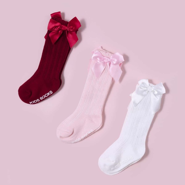 

3pairs Baby Bow Decor Socks, Multicolor