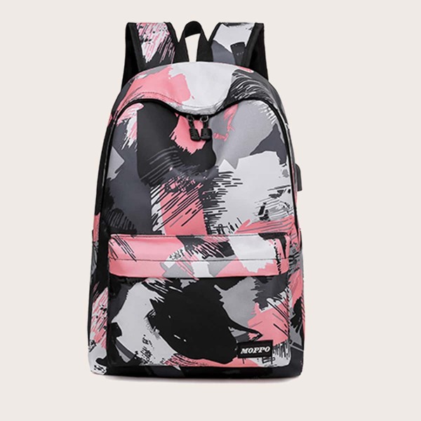 

Graffiti Graphic Letter Patch Backpack, Multicolor